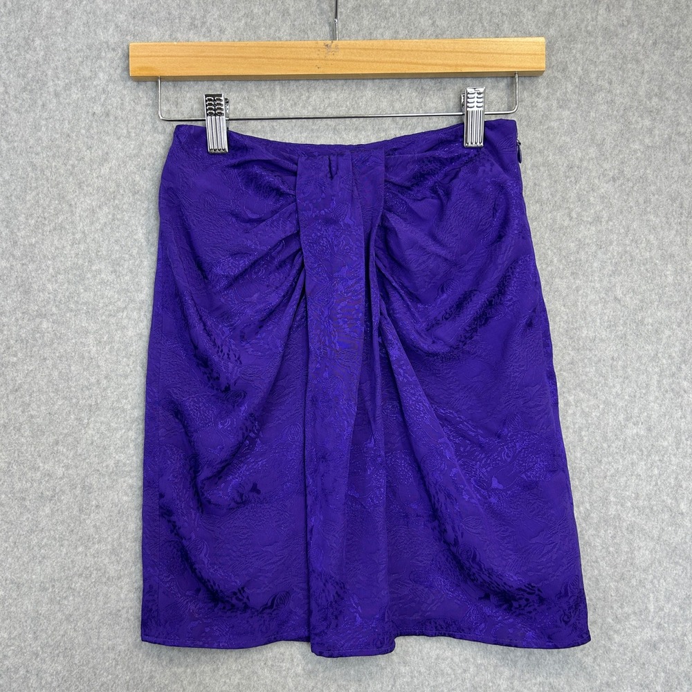 &‎ Other Stories Size 0 Skirt Violet Purple Leopard Jacquard Draped Mini Satin